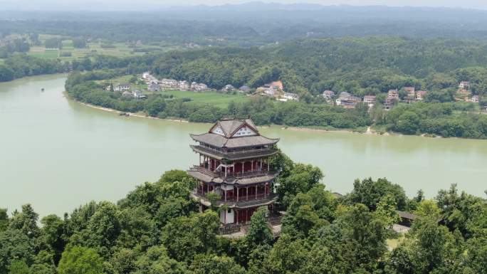 湖南常德桃花源5A景区水府阁航拍