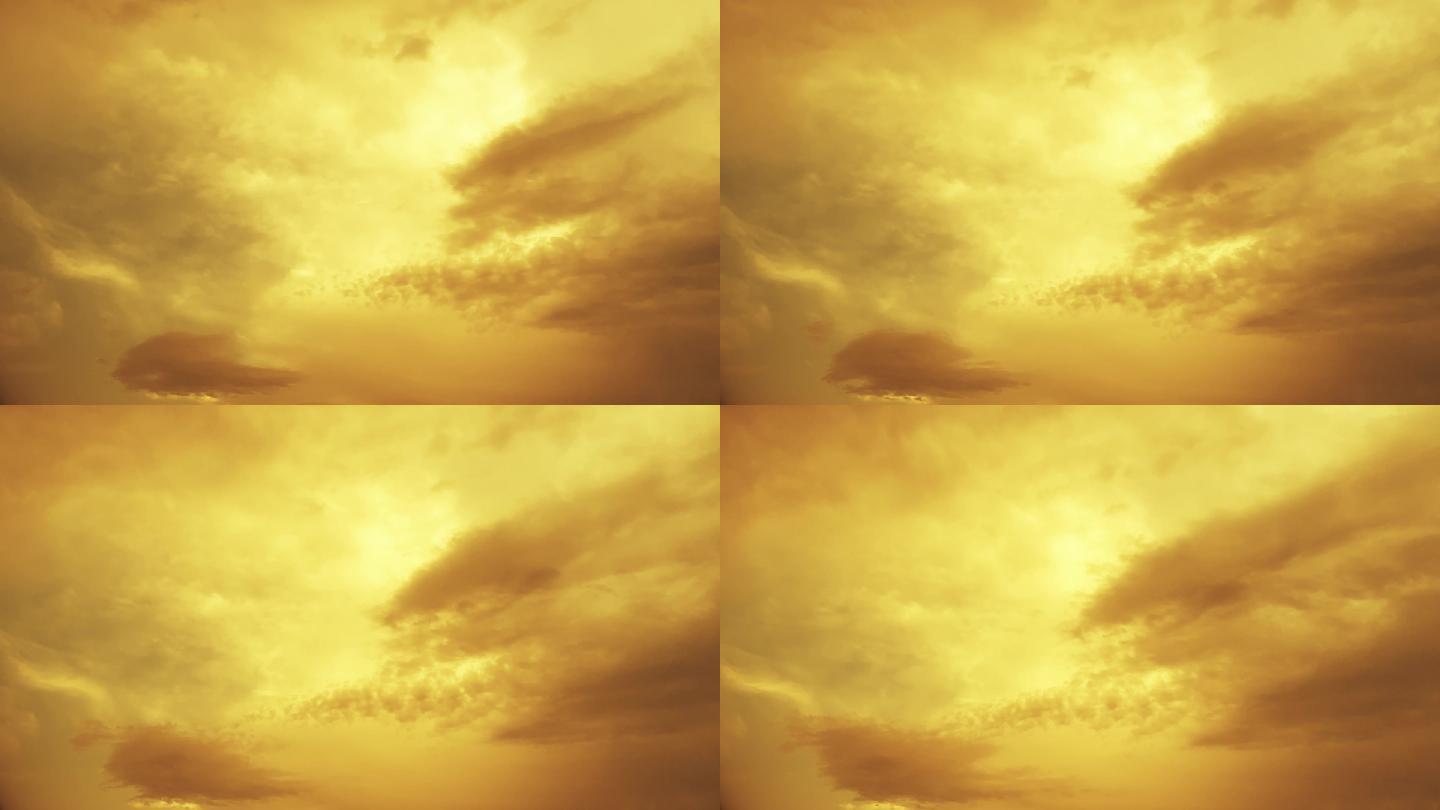【HD天空】金色阴天云层夕阳晚霞云烟温馨