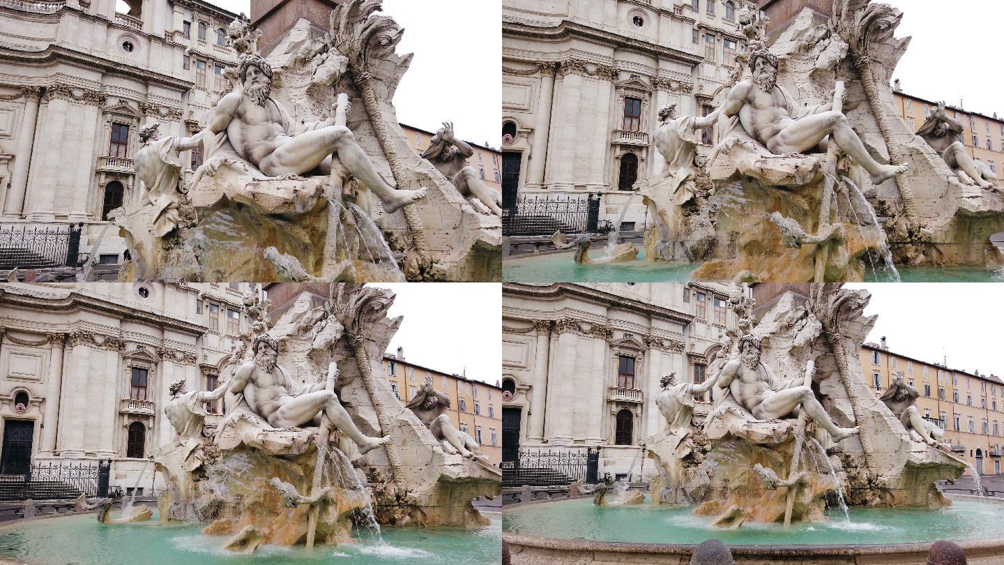 意大利罗马纳沃纳广场上的四条河流喷泉
