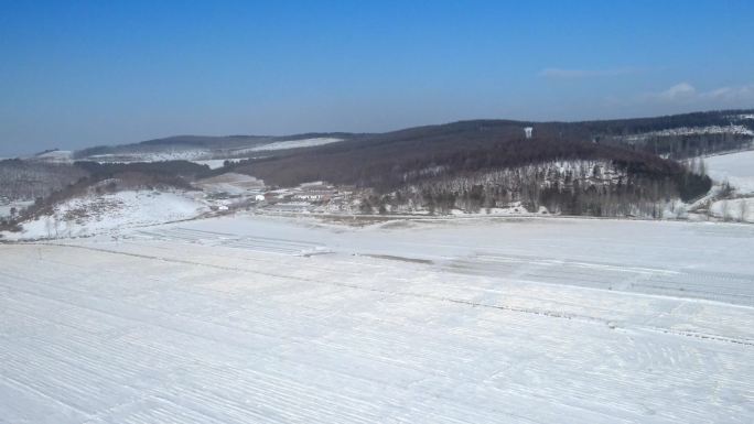 4k冬季雪地雪景航拍