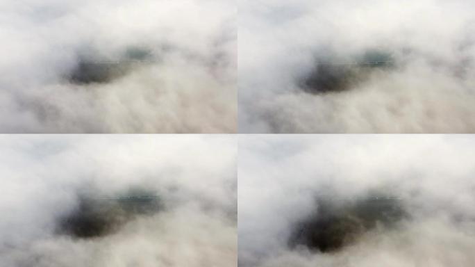 杭州城市上空的云海景观航拍