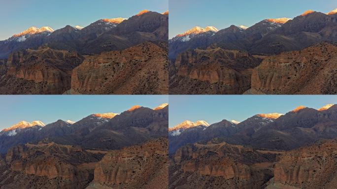尼泊尔彩色山地鸟瞰图