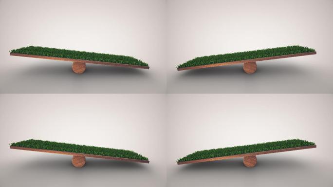 草木跷跷板上的空平衡。动画两边都变慢了你可以停在一边你选择全球经济的概念金融业务平衡利率目标平衡量表