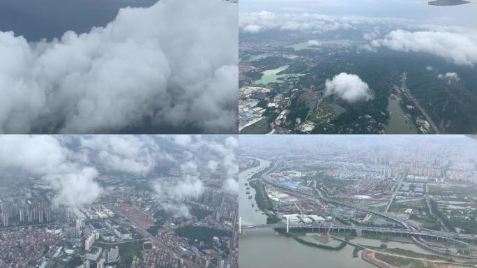 飞机云层合集在云层上飞行的飞机云上风景