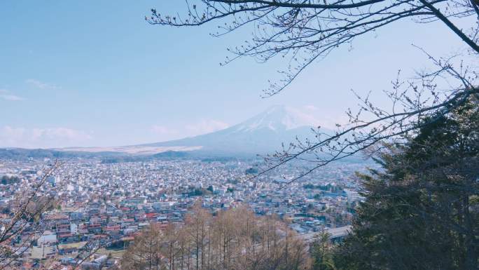 富士山雪山与城市雪山富士山美景