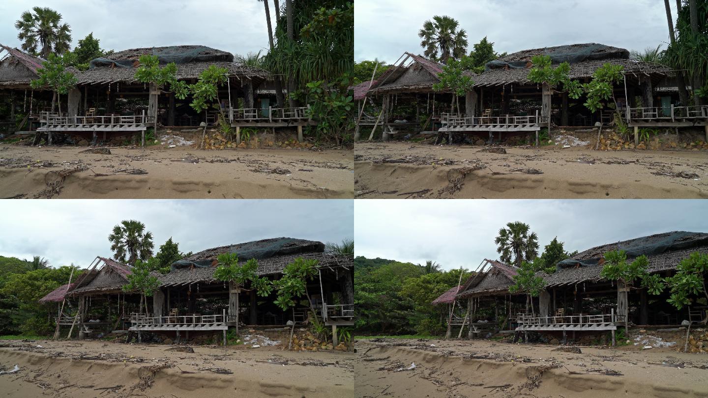 热带风暴泰国造成的海岸侵蚀和财产损失