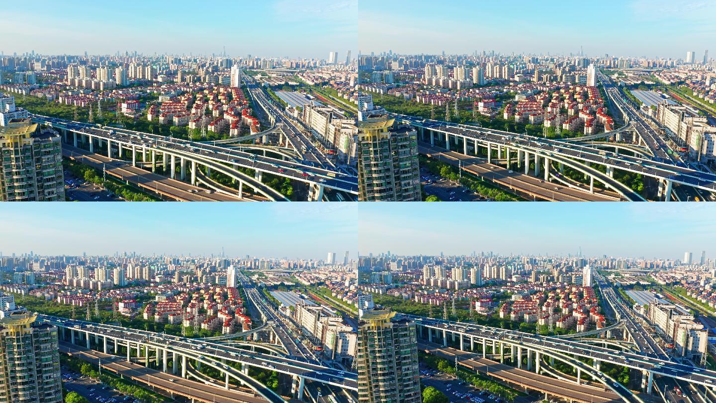 4K 上海 复工复产 沪闵路航拍视频