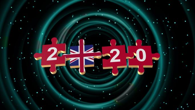 2020年新年拼图英国国旗，带Alpha