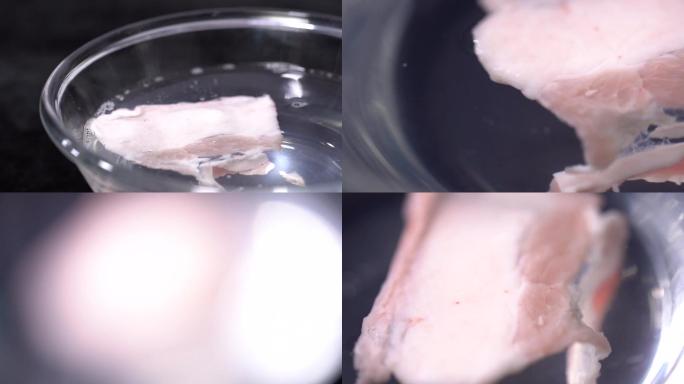 【镜头合集】酸性液体腐蚀肉类实验