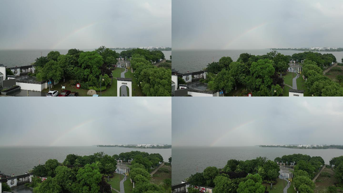 雨后 彩虹 湖面 同里 苏州 吴江