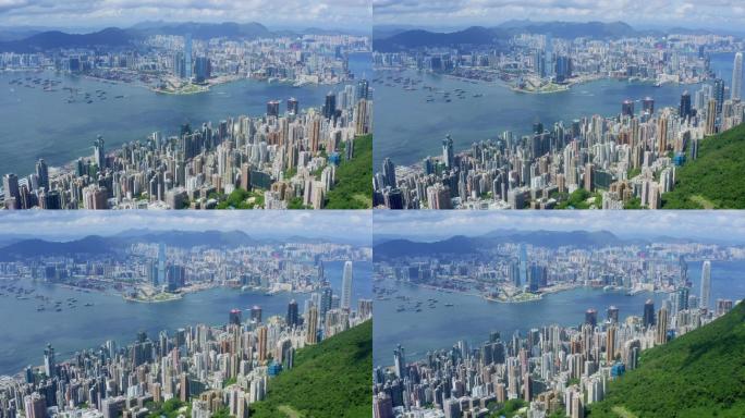 香港城市鸟瞰图高楼大厦建筑群深港融合双区