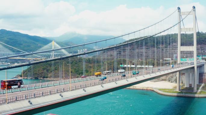青马大桥鸟瞰图震撼大气香港回归
