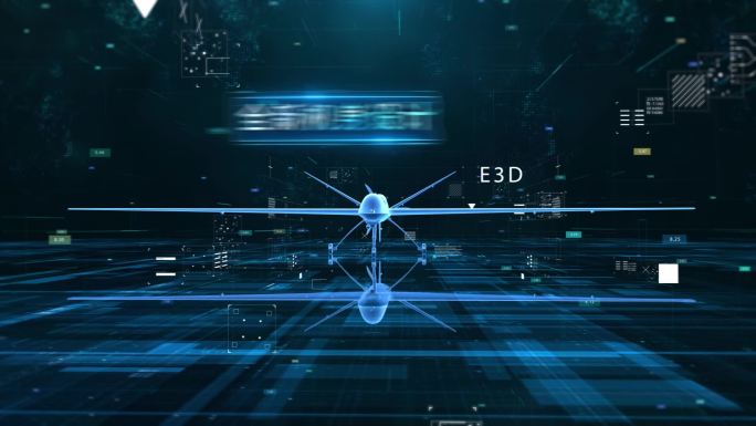 蓝色科技飞机客机功能E3D立体展示模板