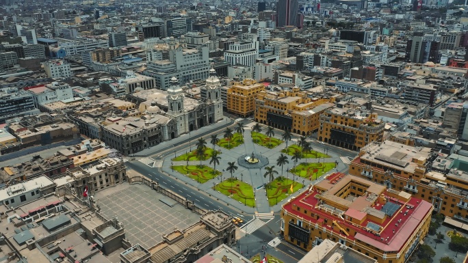 秘鲁总统府利马Armas广场全景鸟瞰图