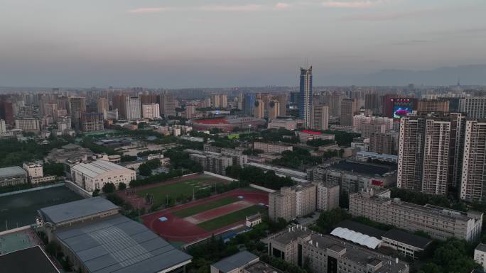 陕西省体育场夜景西安地标性建筑西安航拍