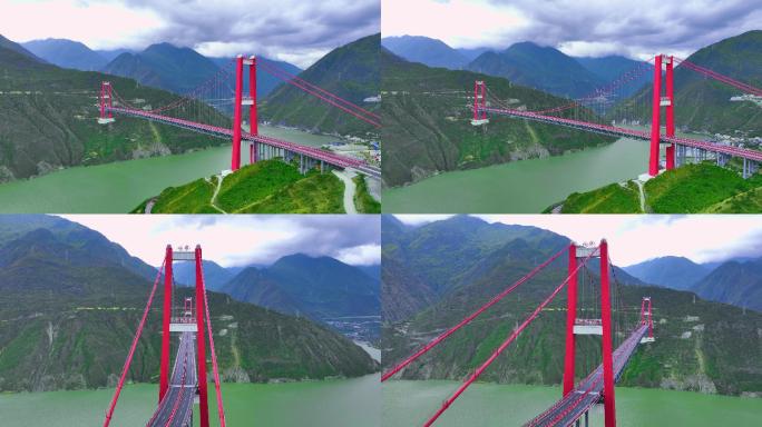 雅康高速壮观大渡河大桥川藏第一桥4k航拍