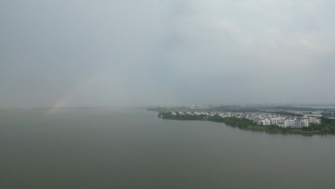 雨后 彩虹 湖面 同里 苏州 吴江