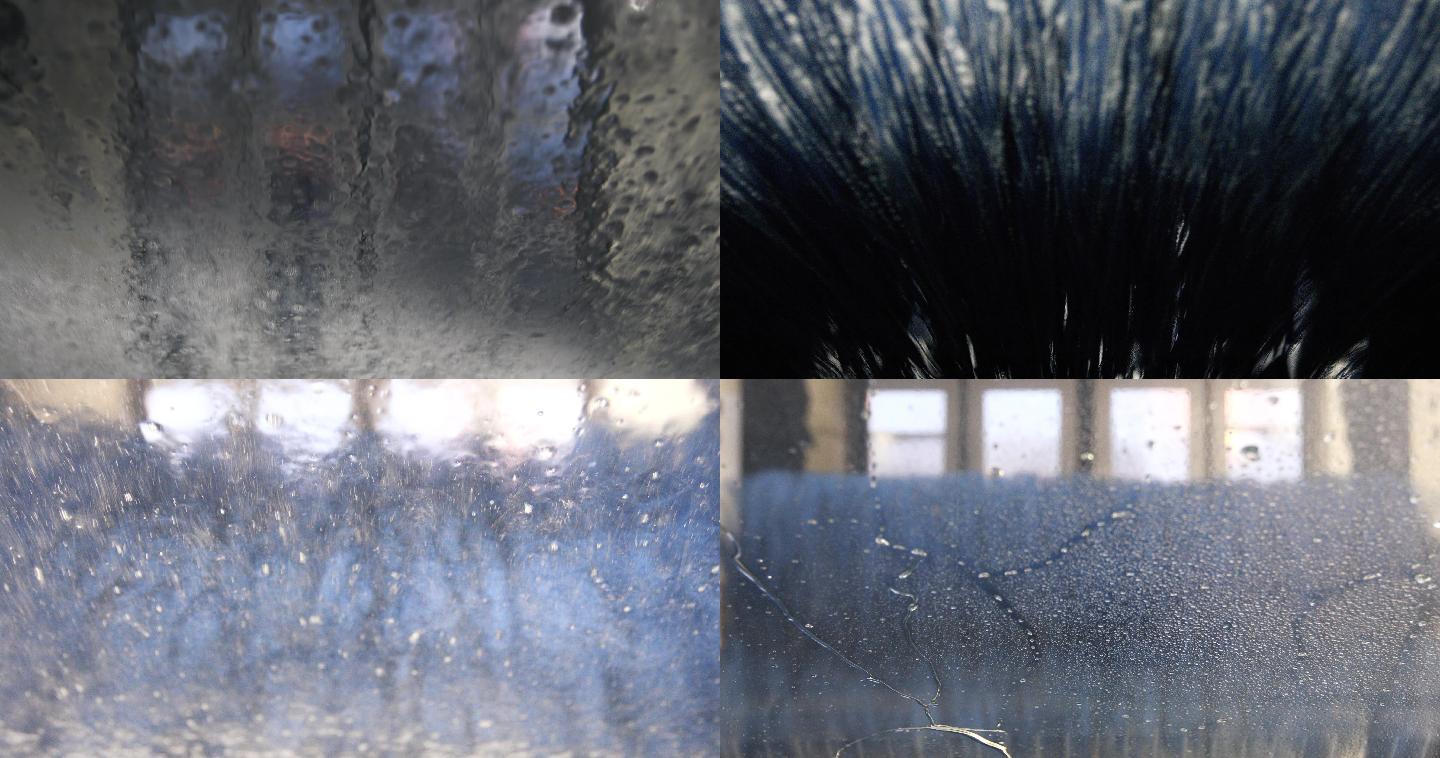 从挡风玻璃上看自动洗车装置中的汽车