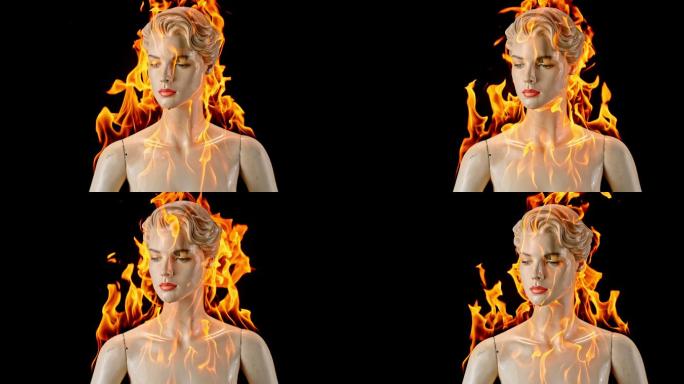 SLO MO燃烧女性人体模型