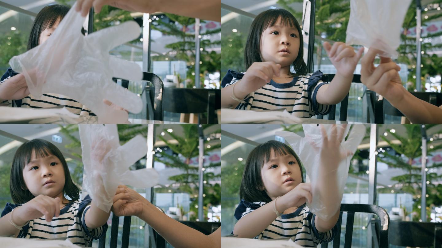 早餐时间的亚洲小女孩（4-5岁）