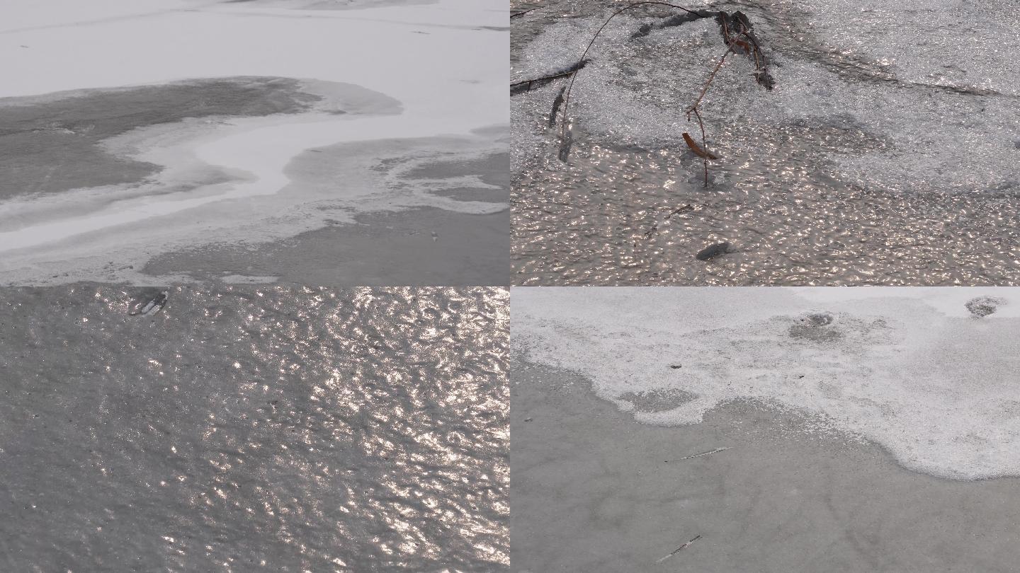 【镜头合集】护城河水面河面结冻结冰冰面