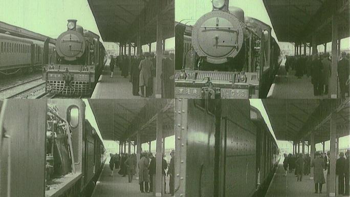 三十年代老火车进站
