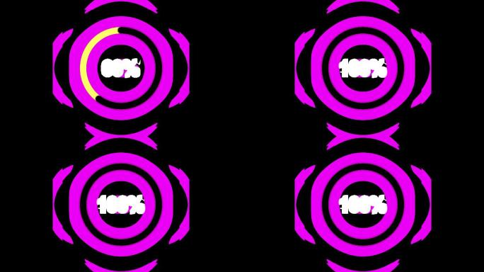 粉红色现代平面设计圆形发光加载或进度条动画背景库存视频-在黑色背景上隔离（Alpha Channel