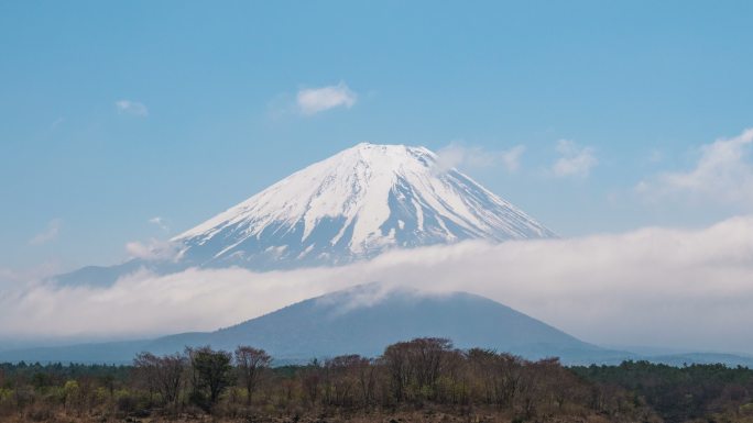 带移动云的富士山，Shoji湖