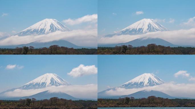 带移动云的富士山，Shoji湖
