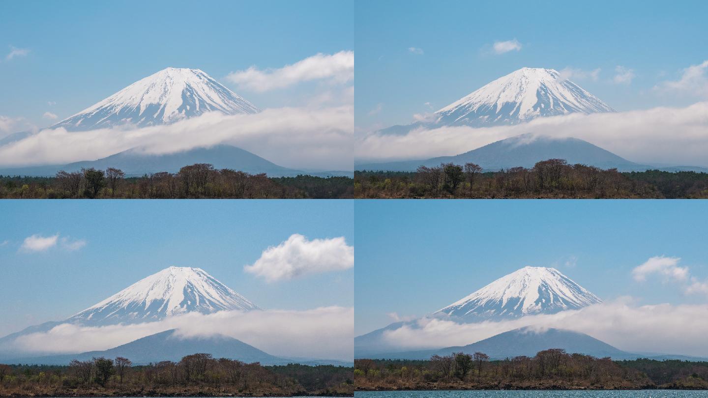 带移动云的富士山，Shoji湖