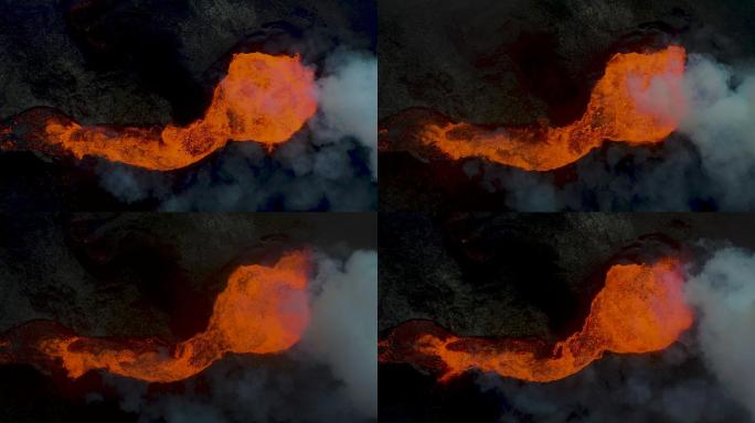 冰岛Fagradalsfjall火山喷发鸟瞰图