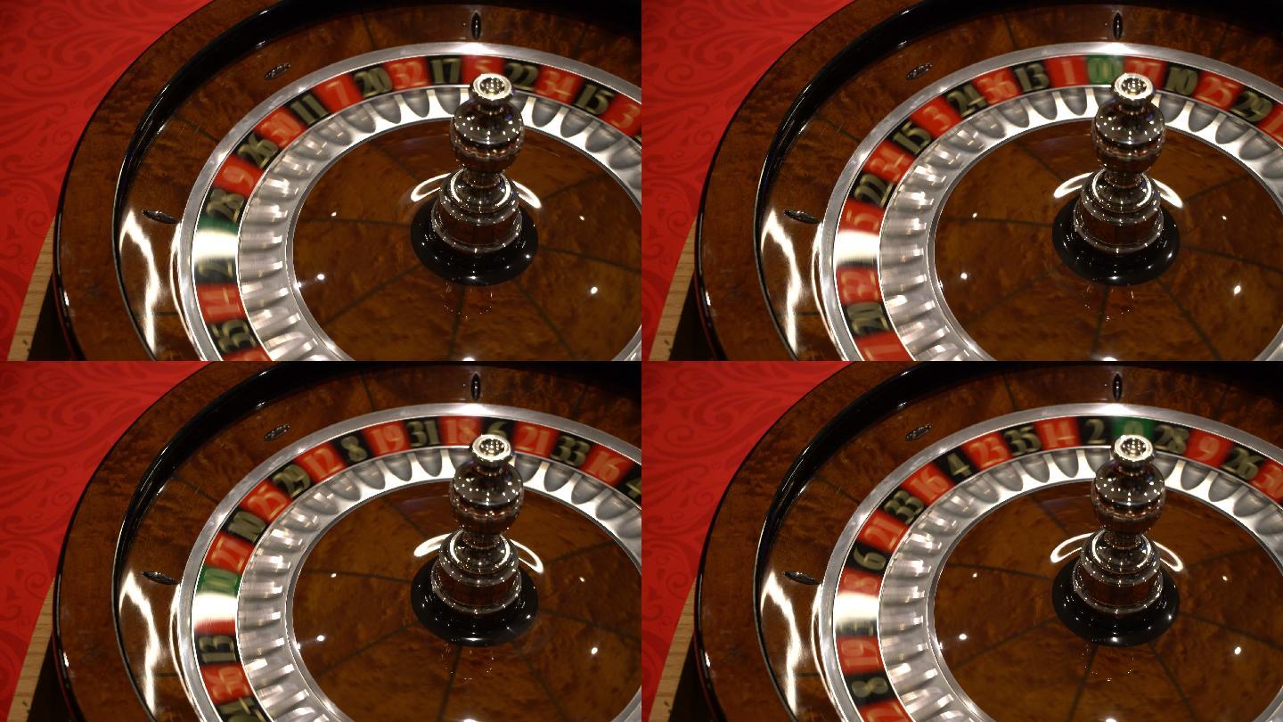赌场轮盘赌旋转特写镜头