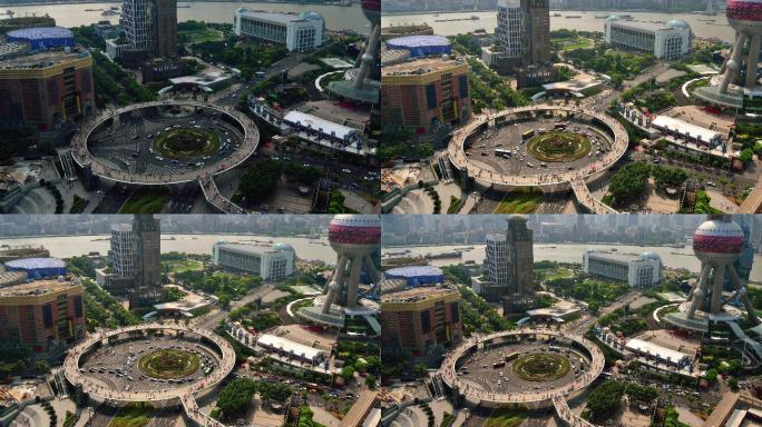 上海陆家嘴环形立交桥高架视图，延时（放大）