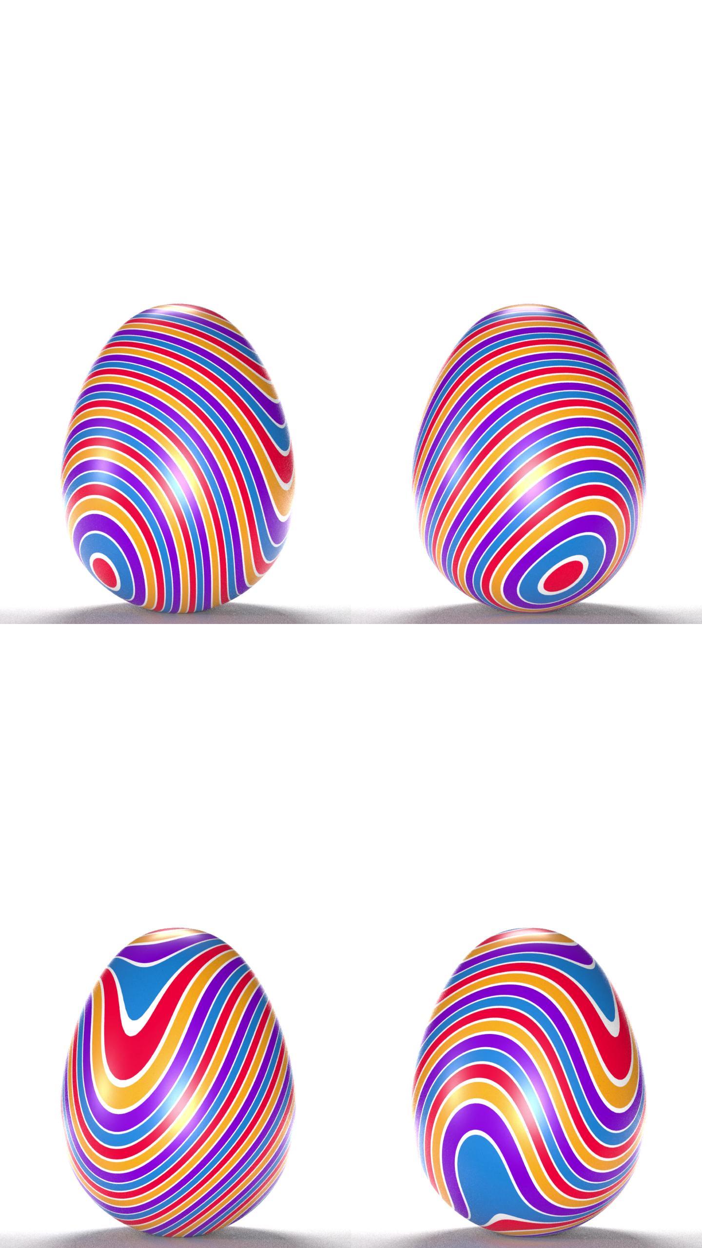彩色装饰复活节彩蛋，以4K分辨率在白色背景上隔离