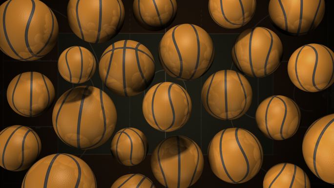 浮动篮球背景+Alpha通道。1秒后无缝循环
