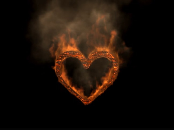 心火焰心形燃烧的心形