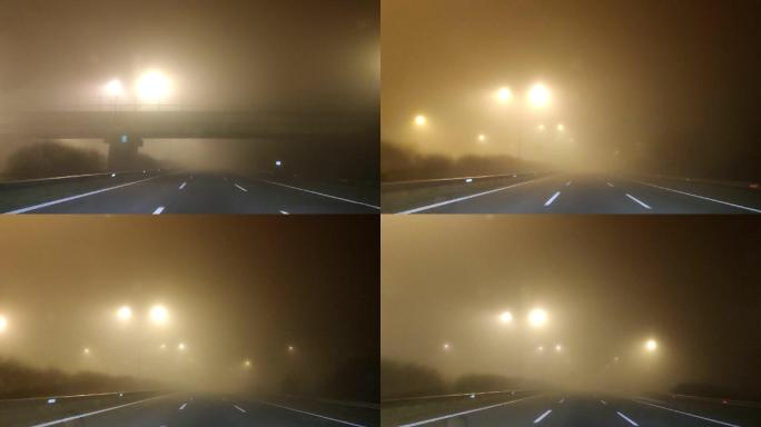 汽车在高速公路上雾天行驶