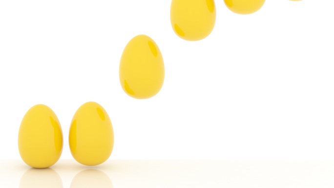 复活节彩蛋快乐3d卡通黄色鸡蛋下落排成一