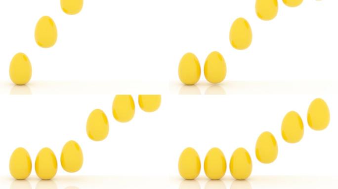 复活节彩蛋快乐3d卡通黄色鸡蛋下落排成一