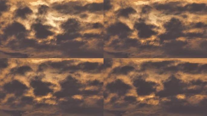 日落时飘浮的云。黄色天空特殊天空云层傍晚