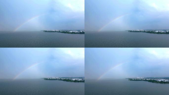 雨后 彩虹 湖面 同里