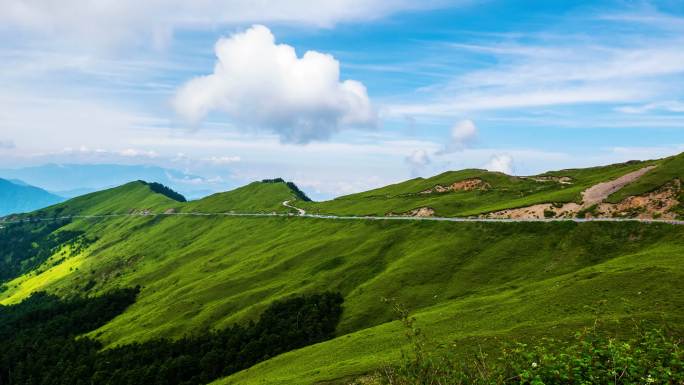 台湾自然景观高山草原白云蓝天
