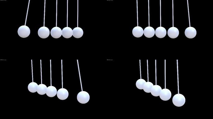 摇篮摆锤动画。摄像头平移。牛顿摆截止期概念。偏远的对透明背景使用屏幕或添加层模式。