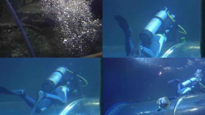 【镜头合集】潜水员氧气瓶氧气管海洋