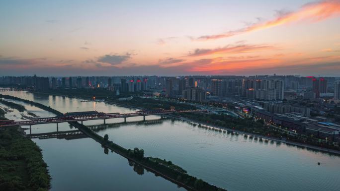 咸阳城市夜景延时航拍