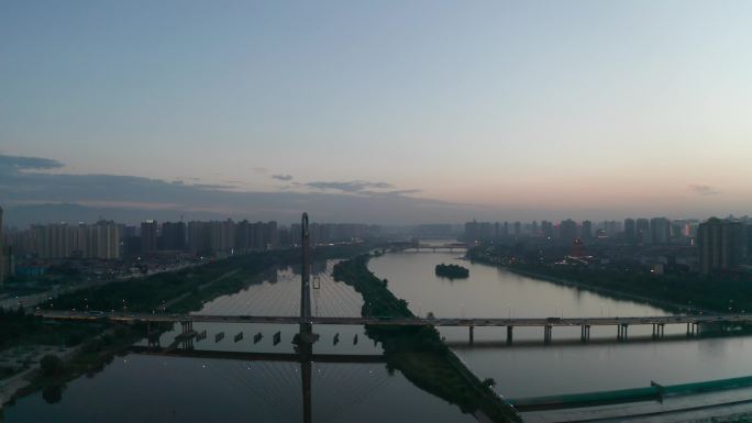 咸阳城市夜景航拍4k