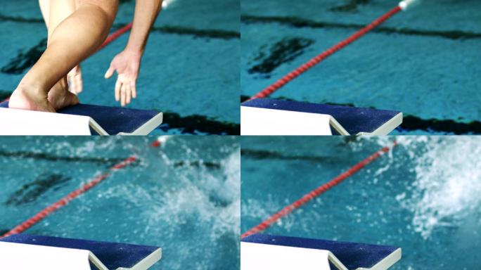 游泳运动员跳入水中