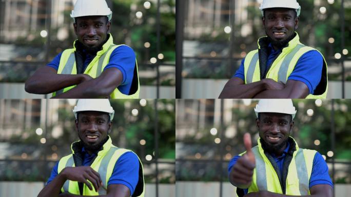 建筑工人肖像外国人非洲黑人工人