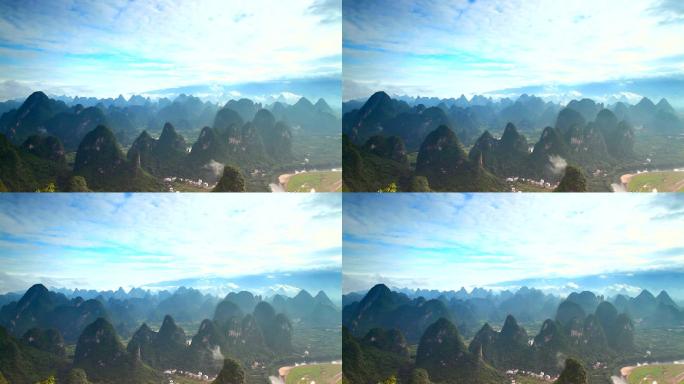 早上的桂林山山脉蜿蜒曲折甲天下
