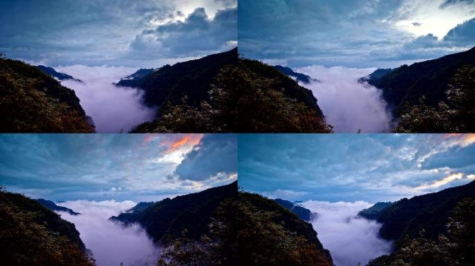雾中的桂林山延时云海风云变幻大峡谷山谷大